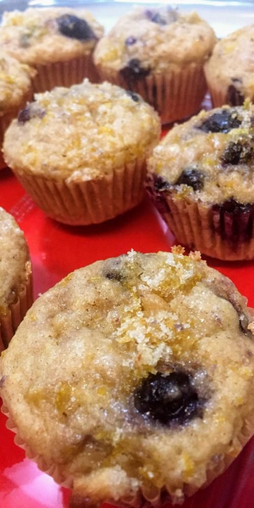 lemony blueberry banana sprouted spelt muffins